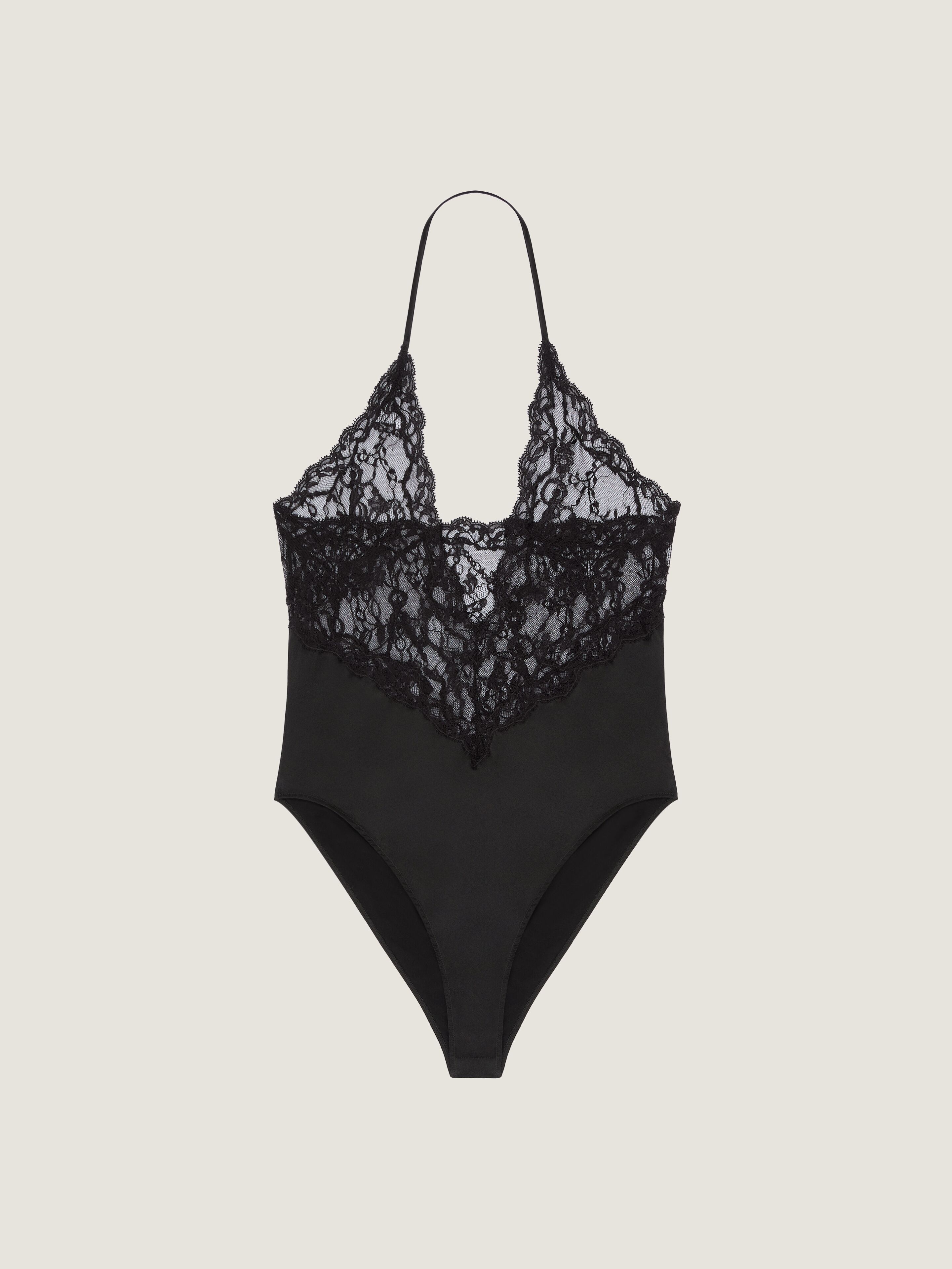 Bodysuit in chandelier lace and jersey